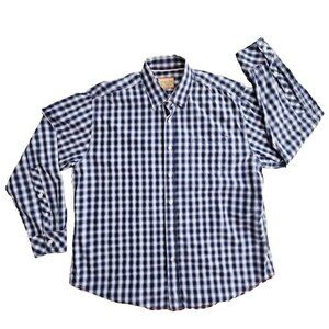 Vintage Italia Reserve Stock Men's 2XL Button Down Shirt Long Sleeve Blue Check